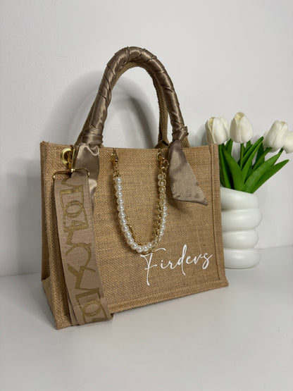 SAC EN JUTE BEIGE / NUDE